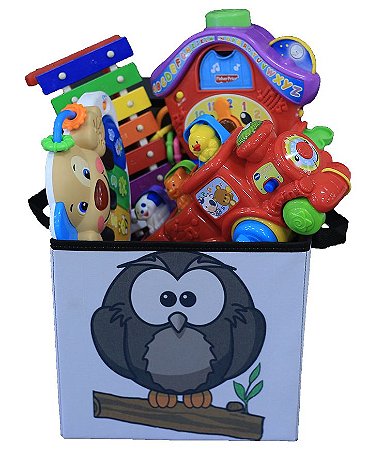 Caixa Organizadora de Brinquedos Infantil - Estampada