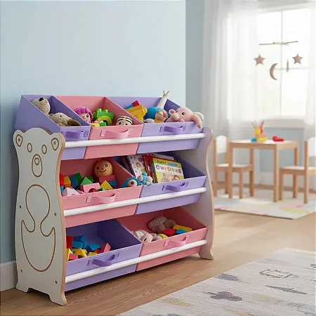 Organizador Grande Brinquedos Tematizado Ursinho Rosa Lilas