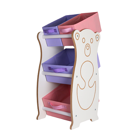 Mini Organizador De Brinquedo Tema Ursinho Rosa E Lila