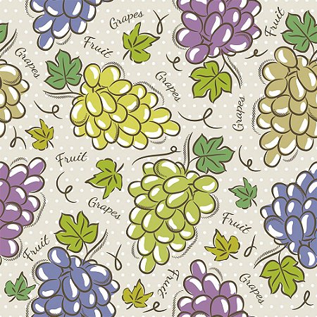 TECIDO 100% ALGODÃO FABRICART COLEÇÃO MODERN KITCHEN - GRAPES - PREÇO DE 0,50 x 1,50