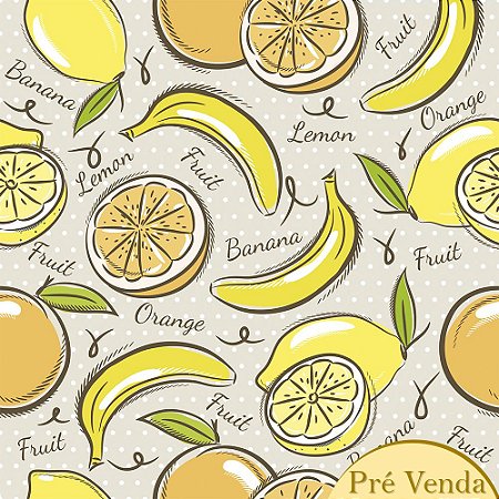 TECIDO 100% ALGODÃO FABRICART COLEÇÃO MODERN KITCHEN - YELLOW FRUITS - PREÇO DE 0,50 x 1,50