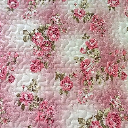 TECIDO MATELASSADO ESTAMPADO ROSAS COLEÇÃO MY COSY HOME MILLYTA VERGARA - ROSÊ - PREÇO 0,50M X 2,50M