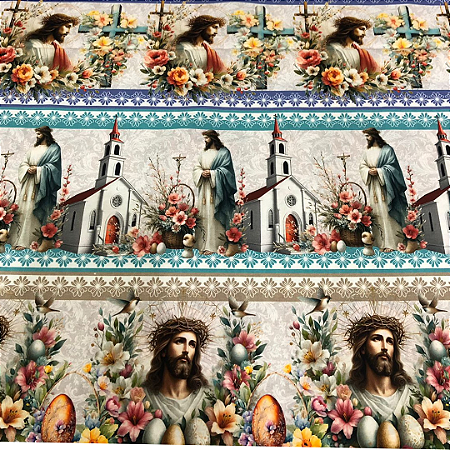 TECIDO 100% ALGODÃO DIGITAL FABRICART BARRADOS -BARRADO CRISTO- PREÇO DE 0,50 X 1,50MT