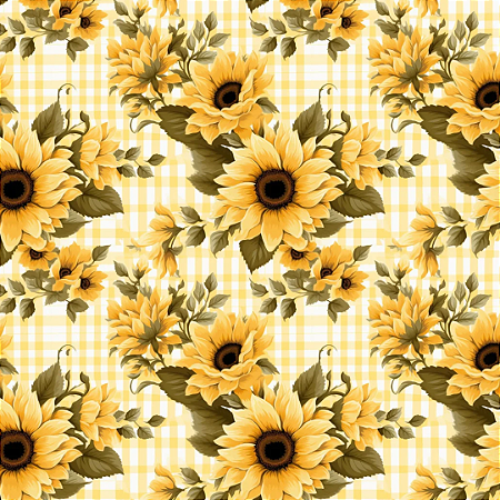 TECIDO 100% ALGODÃO DIGITAL FABRICART -GIRASSOL XADREZ AMARELO - PREÇO DE 0,50 x 1,50MT