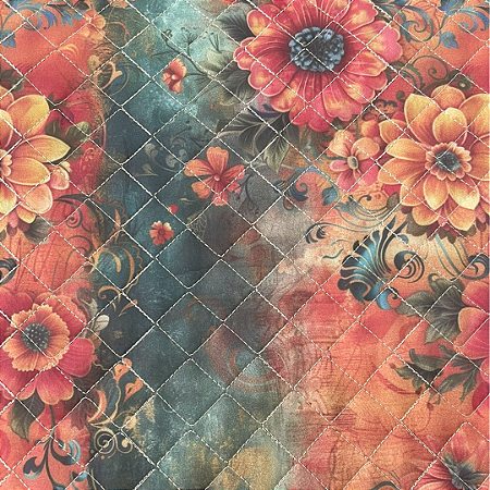 TECIDO MATELASSADO NYLON IMPERMEÁVEL FLORAL ÉTNICO 2 - QUILT RETO - PREÇO DE 0,50 X 1,45