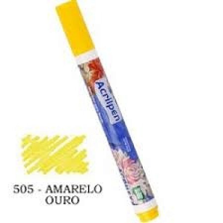 CANETA ACRILPEN ACRILEX-505 AMARELO OURO