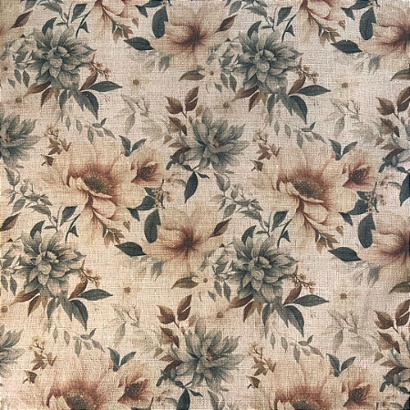 TECIDO LINHO ESTAMPADO FLORAL 03 -  1000TONS - PREÇO DE 1,0 X 1,35MT