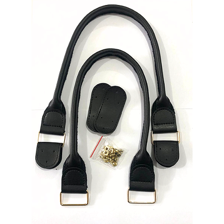ALÇA FRANCESA MONTANA COM ALGODÃO 55CM- PRETO/DOURADO