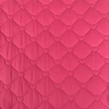 TECIDO TRICOLINE MATELASSADO POÁ CORAÇÃO ROSA CHICLETE  - PREÇO DE 0,50 x 1,50