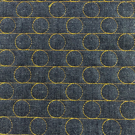 TECIDO MATELASSADO JEANS TRADICIONAL CIRCULOS CARAMELO -  PREÇO DE 0,50 X 1,50