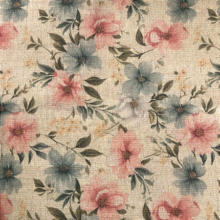 TECIDO LINHO ESTAMPADO FLORAL 12 -  1000TONS - PREÇO DE 1,0 X 1,35MT