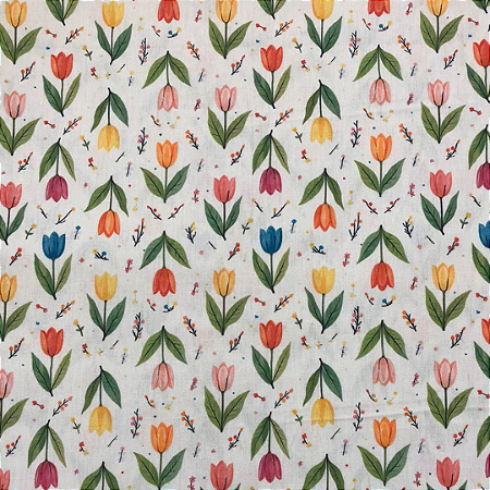 TECIDO 100% ALGODÃO TULIPAS - PREÇO 0,50 X 1,50MT