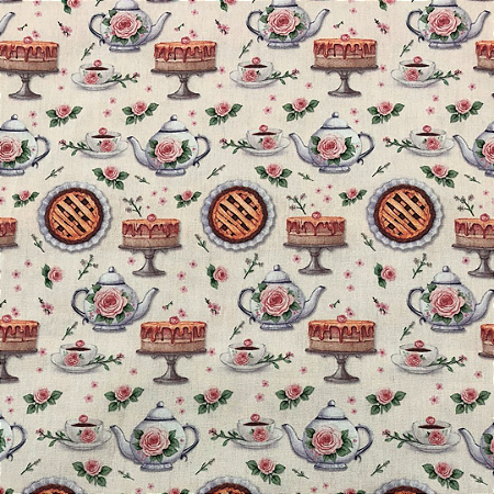 TECIDO 100% ALGODÃO CHÁ DA TARDE - PREÇO 0,50 X 1,50MT