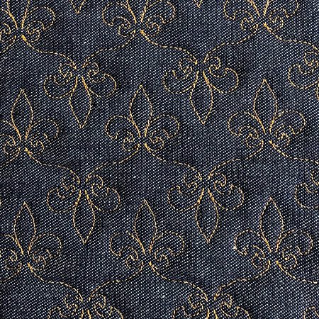 TECIDO MATELASSADO JEANS TRADICIONAL FLOR DE LIZ CARAMELO - PREÇO DE 0,50 X 1,50