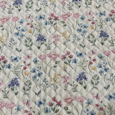 TECIDO MATELASSADO LINHO ESTAMPADO JARDIM - PREÇO DE 0,50 x 1,35 MT