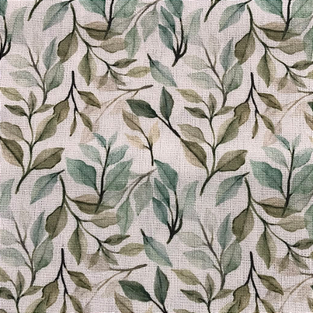 LINHO ESTAMPADO FOLHAS FUNDO OFF WHITE - 1000TONS - PREÇO DE 1,0 X 1,35 MT