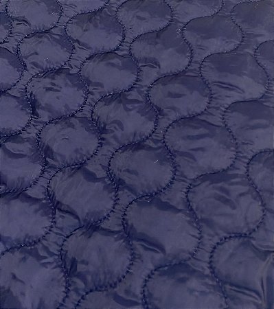 TECIDO MATELASSADO NYLON PUFFER AZUL MARINHO QUILTING DUNAS - 1,00 X 1,40 MT