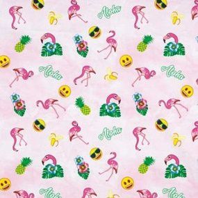 TECIDO TRICOLINE 100% ALGODÃO- EMOJI E FLAMINGO-PREÇO DE 0,50 X 1,50