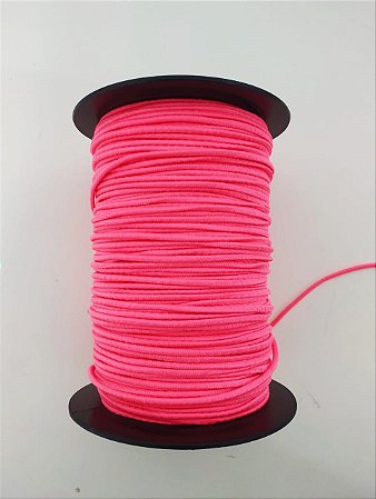 ELÁSTICO PARA MÁSCARA ROLIÇO COR ROSA NEON 2,5MM ROLO COM 100 METROS