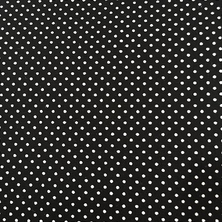 TECIDO 100% ALGODÃO - MINI POÁ BRANCO FUNDO PRETO - PREÇO DE 0,50 X 1,50