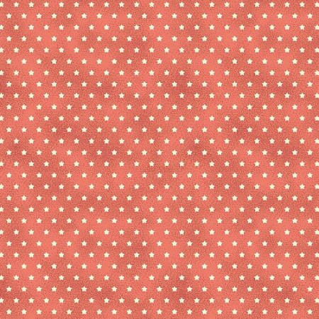 TECIDO 100% ALGODÃO FABRICART - ESTRELINHA CORAL ESCURO - PREÇO DE 0,50 x 1,50MT