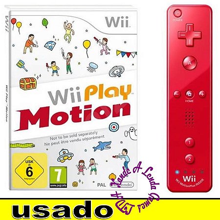 Conjunto Controle Wiimote Motion Plus Vermelho + Capa de Silicone + Wii Play Motion [Europeu] - Usado [sem caixa]