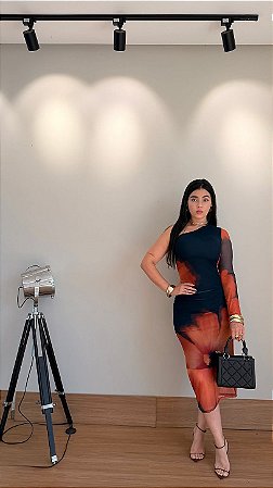 Vestido midi tule floral