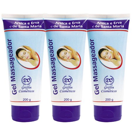 Kit com 3 Gel massageador Griffin Cosméticos com arnica e erva santa maria
