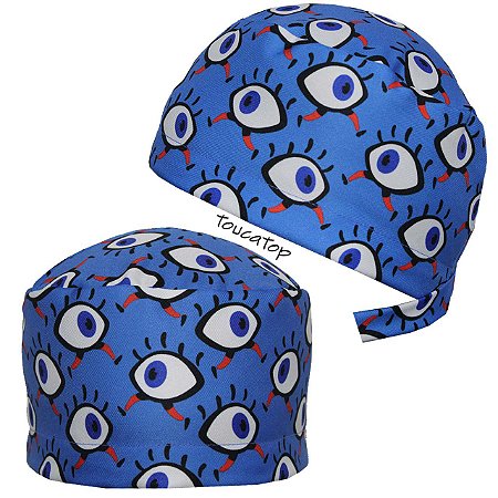 Gorro Cirúrgico, Desenho Olhos com Pernas, Azul