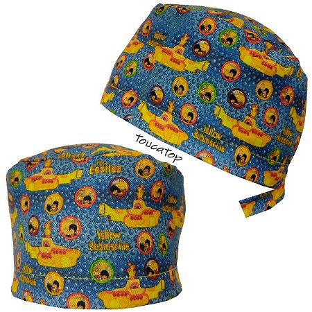 Gorro Cirúrgico, Yellow Submarine, Azul Com Bolhas