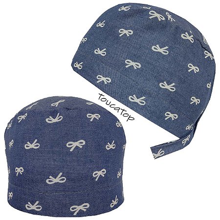 Gorro Cirúrgico, Lacinhos Brancos, Jeans Azul Claro