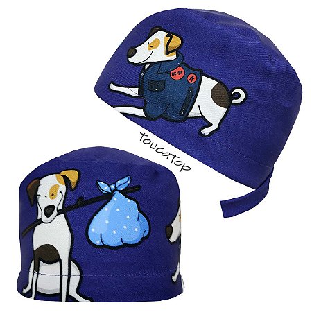 Gorro Cirúrgico, Cachorrinho Saindo de Casa, Azul Marinho