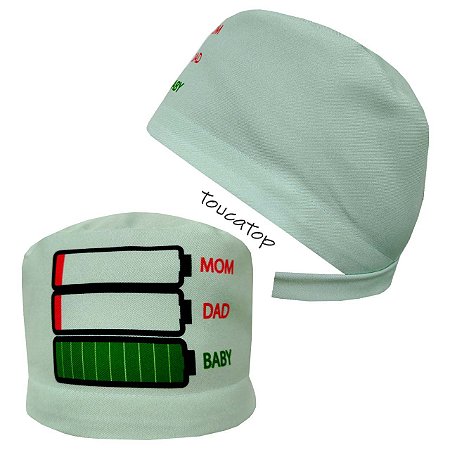 Gorro Cirúrgico, Bateria Mãe Pai Bebê, Verde Água