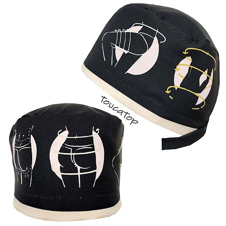 Gorro Cirúrgico, Procedimentos Estéticos, Silhuetas, Preto, Barra Bege