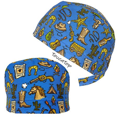 Gorro Cirúrgico, Cowboy, Faroeste, Azul