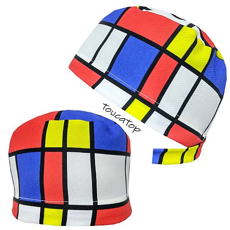 Gorro Cirúrgico, Geométrico, Quadrados Coloridos, Branco