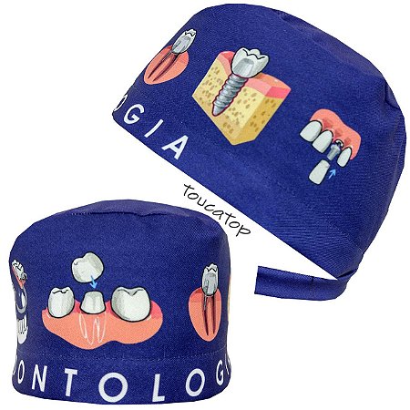 Gorro Cirúrgico, Odontologia, Desenhos Dentes, Azul Marinho