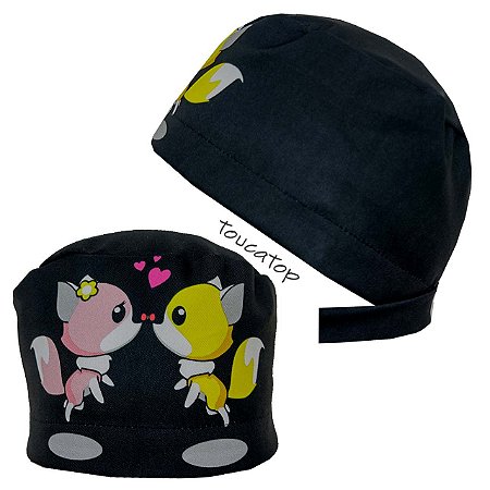 Gorro Cirúrgico, Bonequinhos se Beijando, Preto