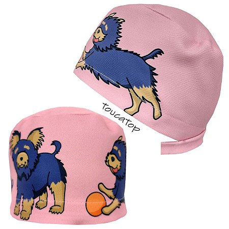 Gorro Cirúrgico, Cachorrinho Correndo Atrás do Bola, Rosa