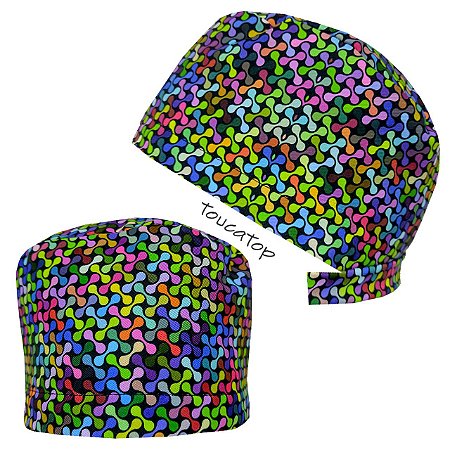 Gorro Cirúrgico, Desenhos Geométricos, Blobs Mini Halteres Coloridos