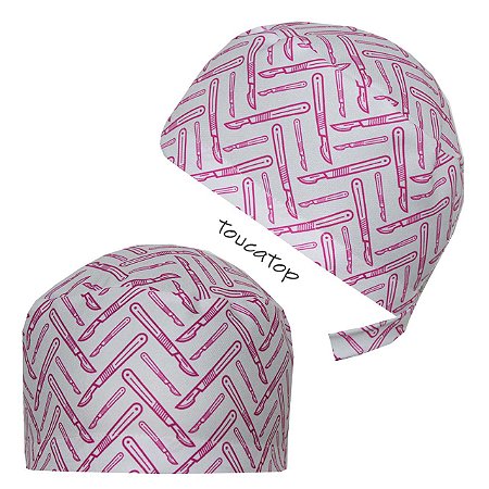 Gorro Cirúrgico, Bisturis Rosa,  Branco