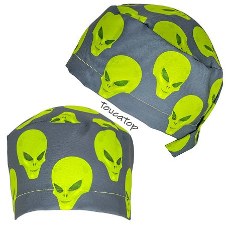 Gorro Cirúrgico, ETs, Aliens, Cabeças Verdes, Cinza