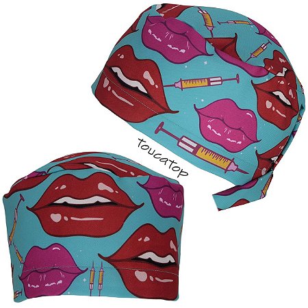 Gorro Cirúrgico, Preenchimento Labial, Bocas, Azul Tiffany