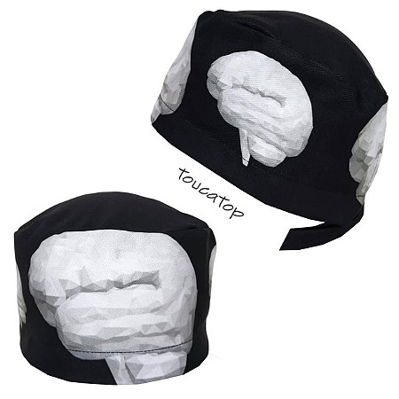 Gorro Cirúrgico, Cérebro Branco Pixelado, Preto