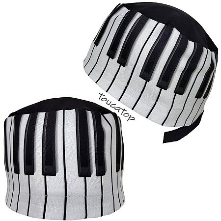 Gorro Cirúrgico, Teclas Piano Teclado, Branco e Preto