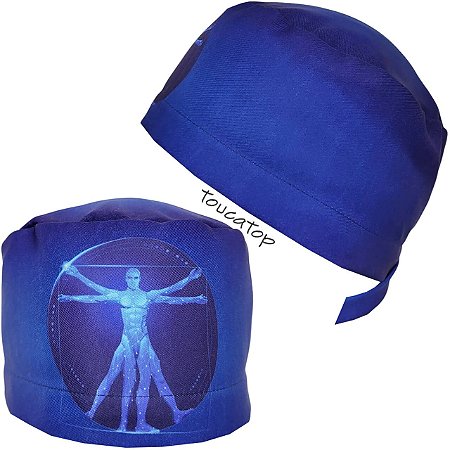 Gorro Cirúrgico, Homem Vitruviano, Leonardo da Vinci, Azul