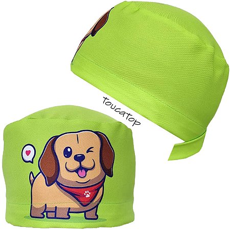 Gorro Cirúrgico, Cachorrinho Piscando, Dog, Verde