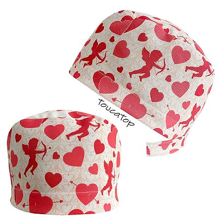 Gorro Cirúrgico, Corações e Cupidos Vermelhos, Gelo