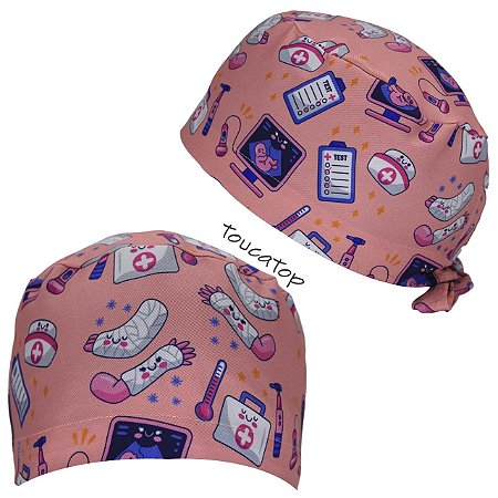 Gorro Cirúrgico, Simbolos Medicos, Enfermagem, Termometro, Salmão