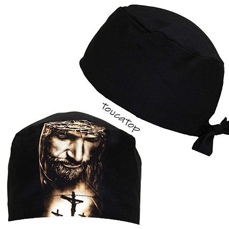 Gorro Cirúrgico, Jesus Crucificado, Preto